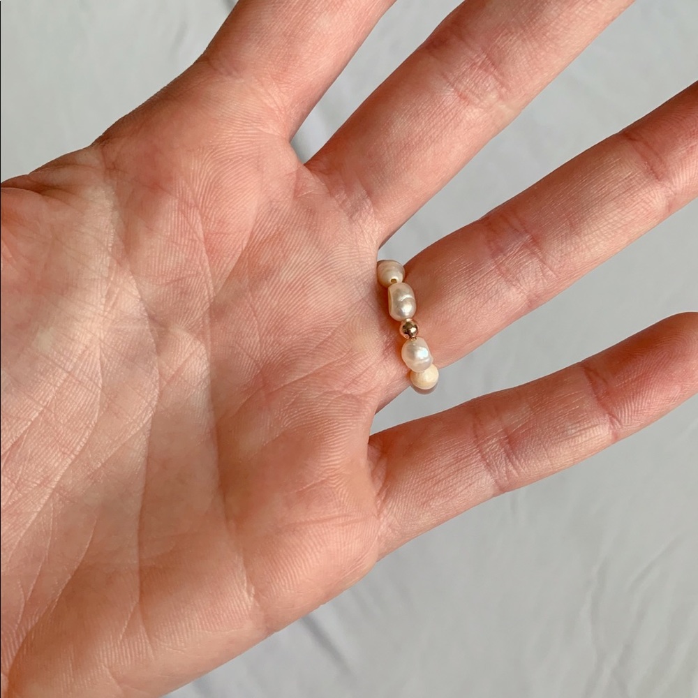 Fresh Water Pearl Rose Gold Heart Ring - Picture 5 of 5